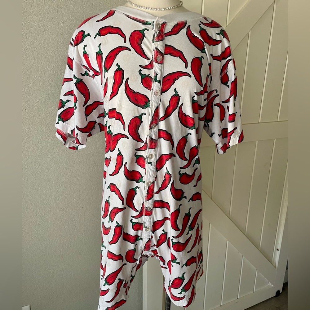 Vintage Intimo Red Chili Print Pajama Playsuit